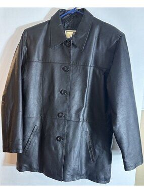 Middlebrook Park Genuine Leather Long Sleeve Button Front Jacket Black Men's M